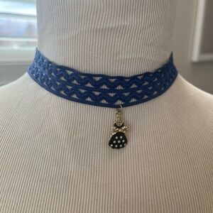 Vintage Choker Necklace with Polka Dot Charm